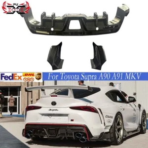 FOR 2019-2024 SUPRA A90 A91 MK5 T STYLE REAL CARBON FIBER REAR BUMPER DIFFUSER - Picture 1 of 18