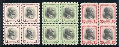 UNITED STATES SCOTT #832/34 PRESIDENTIAL HIGH VALUES CROSS LINE BLOCKS MINT NH - Image 1 of 2