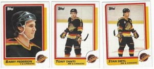 7 1986-87 TOPPS HOCKEY VANCOUVER CANUCKS CARDS (PEDERSON/TANTI/SMYL+++)