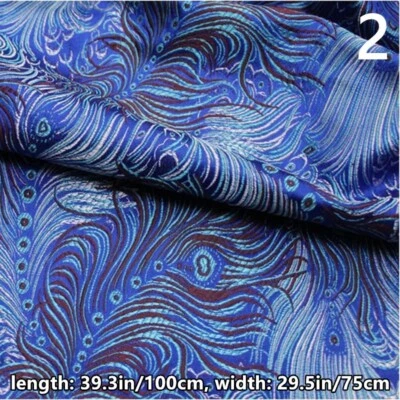 DIY Retro Jacquard Brocade Fabric  Damask Tapestry Sewing Craft Peacock Feather - Image 1 of 4