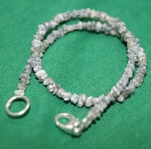Brazalete de 8,02 quilates con cuentas de diamantes en bruto gris natural de 6,5" broche de plata .925 - Imagen 1 de 3