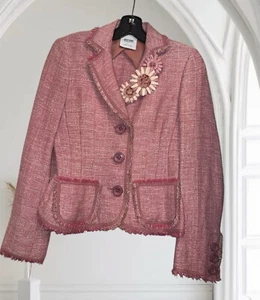 Moschino Chaqueta de Lino Rosa Barata y Elegante Flores de Paja - Imagen 1 de 5