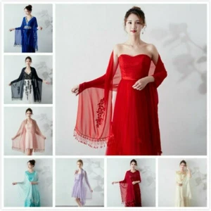 Bridal Wedding Wraps Shawl Lady Banquet Formal Dress Bolero Tippet Stole Chiffon - Picture 1 of 24