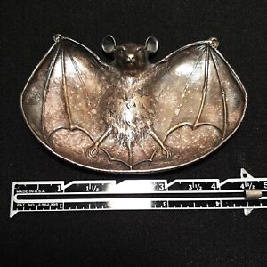 Antique Rare Gorham Silver Plate Bat Trinket Candy Dish Pin Tray Gothic Revival