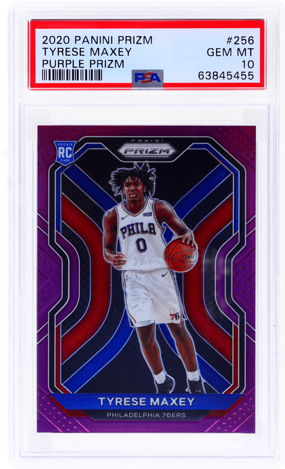 Tyrese Maxey #256 2020 Panini Prizm Purple Prizm /99 PSA 10