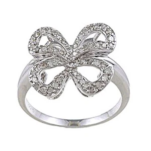 Sterling Silver 1/3 TDW Diamond Bow Ring (G-H, I1-I2) - Picture 1 of 5