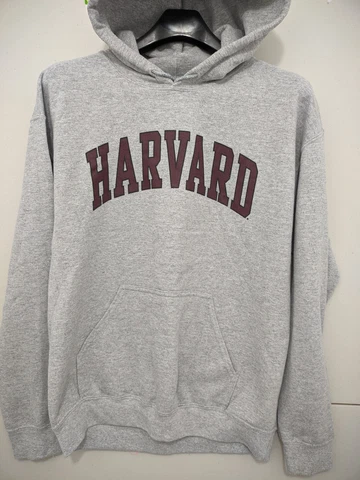 Gildan Hoodie Mens L/XL Gray Harvard University Pullover Spellout Solid Heather Cover