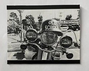CANVAS COLLECTION OLD SCHOOL MOTORCYLE LASER ART BLACK AND WHITE - Picture 1 of 2
