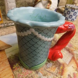 Disney Parks Ariel Little Mermaid Signature 3D Embossed Coffee Mug Cup - Picture 1 of 7