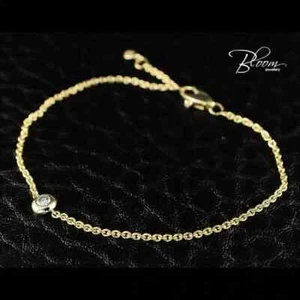 18k Solid Gold Dainty Solitaire Single Real Natural Diamond Bracelet - $1239 - Picture 1 of 6