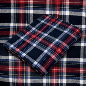 Navy Blue and Red Plaid Cotton Flannel Fabric - 60" Wide - Sold by the Yard - Picture 1 of 5