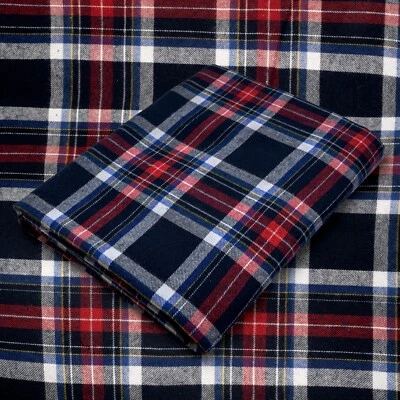 Navy Blue and Red Plaid Cotton Flannel Fabric - 60" Wide - Sold by the Yard - Image 1 of 4