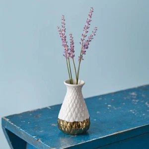 Rustic Country Farmhouse Home Decor Gold Dipped Mini Bouquet Vase - Picture 1 of 2