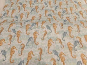 Premium Novelty JoAnn Fabrics 100% Cotton Fabric Coastal Seahorses BTY 44 Inches - Picture 1 of 6