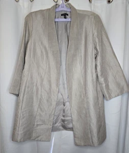 Eileen Fisher Mirage Jacquard Jacket Women's L Silver Open Front Neutral Shimmer - Picture 1 of 14
