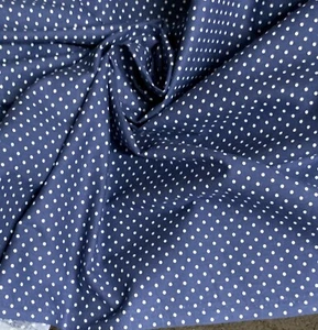0.5 Meter Navy 100% poplin Cotton Fabric Small White Polka Dots 44” Wide - Picture 1 of 4