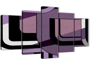 5 Piece Lilac Grey Painting Abstract Office Canvas Decorations - 5412 - 160cm - Picture 1 of 5