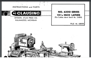Clausing Series 6300 12 3 4 lathe Instruction Owner parts list 29 pages 2-4818 - Picture 1 of 1