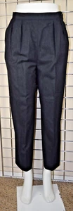 Vintage Wool Pants Evan Picone Size W28 L26 70s Black Pin Stripe Lined Made USA - Picture 1 of 15