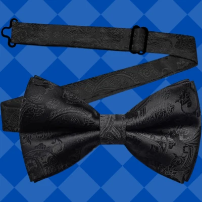 Corbata de moño COVONA para hombre color NEGRO LISO PAISLEY para hombre para esmoquin o traje Foto 1 de 4