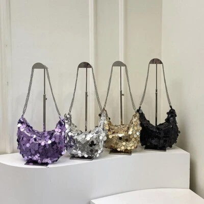 Abend Clutchbag Kette Pailletten Umhängetasche Party Handtaschen Schulter Süß - Bild 1 von 4