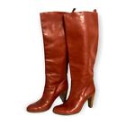 Michel Perry tall leather boots, size 38.5 EU, in brick brown leather