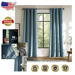 Lujosas cortinas de terciopelo Blackout - Juego de 2 cortinas aislantes térmicos 84" - Imagen 1 de 11