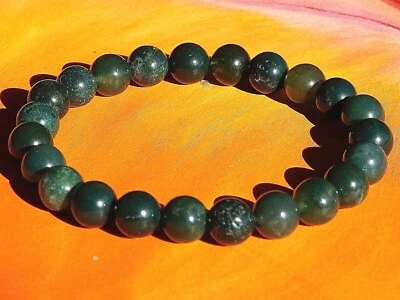 Herren / Damen Handgemacht 8mm Edelstein Perlen Armband - Natürlich Moos Achat - Bild 1 von 3