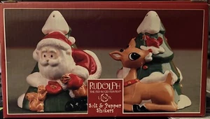 Lenox 2002 Rudolph das rotnasige Rentier und Weihnachtsmann Salz & Pfeffer Shaker - Neu im Karton - Bild 1 von 11