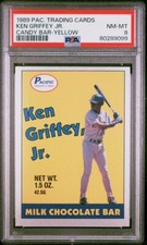 Ken Griffey Jr 1989 Pacific Trading Cards Candy Bar Yellow PSA 8 Mariners HOF 