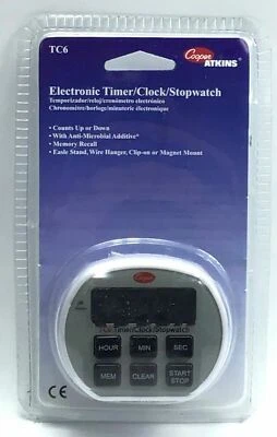 Cooper Atkins TC6 / Timer Clock Stopwatch / 6-Button / Easel Stand or Magnetic - Image 1 of 4