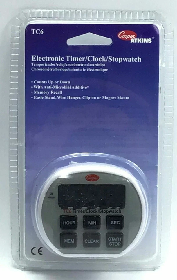 Cooper Atkins TC6 / Timer Clock Stopwatch / 6-Button / Easel Stand or Magnetic - Image 1 of 4