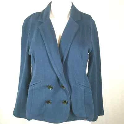 Chaqueta Blazer Caslon Mujer Talla S Azul Algodón Suéter Tejido Doble Pecho Foto 1 de 4
