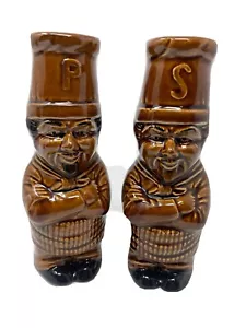 Vintage Pottery 2 Cook’s - Ceramic Salt and Pepper Shakers 14 Cm Tall Never Used - Foto 1 di 5