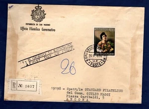 SAN MARINO 1960 M. MERISI DETTO IL CARAVAGGIO IN BUSTA PRIMO GIORNO VIAGGIATA - Picture 1 of 2