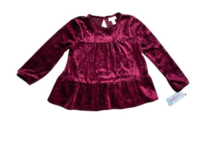 NUEVO Top Niñas Cat & Jack Terciopelo Borgoña Talla 7/8 Foto 1 de 4