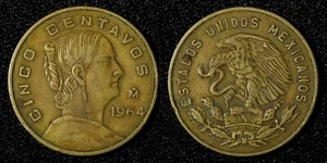 México Bronce 1964 Mo 5 Centavos Tipo Grande KM# 426 (27 420) - Imagen 1 de 3