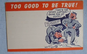 WWII post card, too good to be true, captain shines shoes - Picture 1 of 2