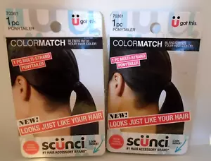 2 Scunci Colormatch 1 Piece Ponytailer Ponytail Holder Blends Black Hair 70361 - Picture 1 of 1