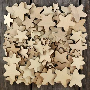 Over 100 Small Plain Wooden Rounded Stars Craft Shape 3mm Plywood 2-4cm Size - Picture 1 of 2