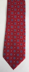 Meeting Street 100% Silk Neck Tie Geometric Squares Lines Red Blue 3.75" x 57" - Picture 1 of 9