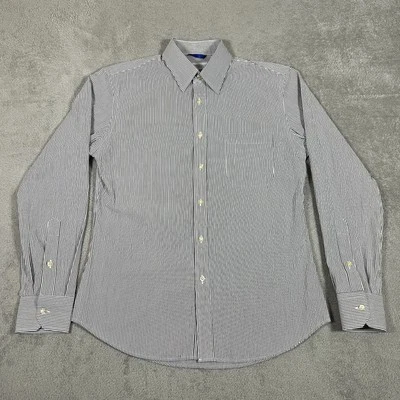 Teddy Stratford Shirt Mens 1 small White Gray Button Up Long Sleeve Hidden Zip - Image 1 of 4