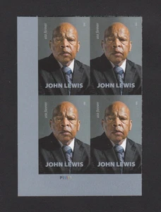 2023 US Imperf John Lewis Forever Plate Block PB of 4 5801a Imperforate NDC - Picture 1 of 2