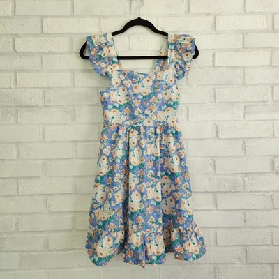 Vestido para Niña Alta Hippie Talla 12 Periwinkle Floral Forrado Volantes Ajustable Foto 1 de 4