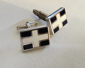 Greek Flag Enamel Sterling Silver 925 Cufflinks. - Picture 1 of 8