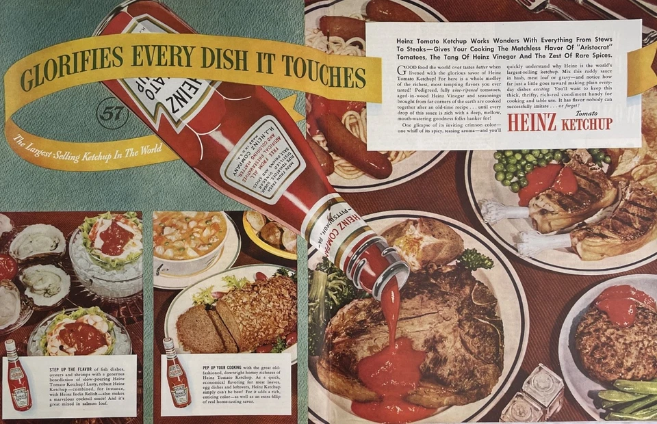 Heinz Tomato Ketchup Vintage Print Ad 1942 Pittsburgh PA u Original - Image 1 of 4