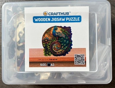 PUZZLESUP Premium Wooden Jigsaw Puzzle – Large A3 Peacock – - Image 1 of 3