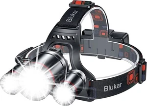 Blukar Head Torch Rechargeable, 8000L Super Bright Headlamp with 3 Black - Picture 1 of 12