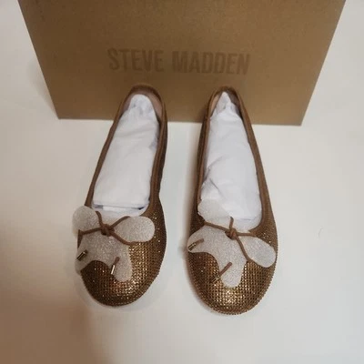 Sapatilhas de balé femininas STEVE MADDEN Blossoms decoradas com strass 6,5 bronze novas  - Imagem 1 de 4