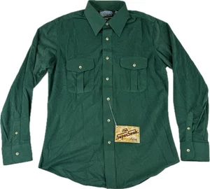 VTG Fieldmaster Flannel Men’s Medium Green Long Sleeve Sears NOS Arnel Suede - Picture 1 of 7